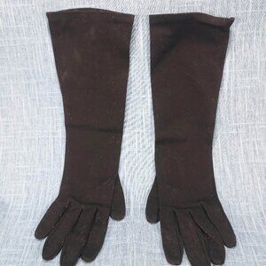 1950s Vintage Gloves in Black Fabric and Mid Length by Crescendoe